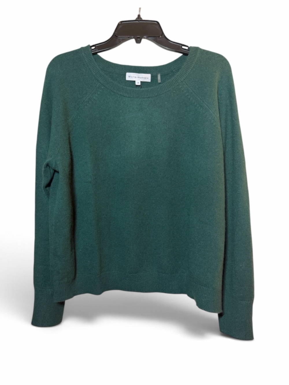 White + Warren Forest Green Crewneck Sweater